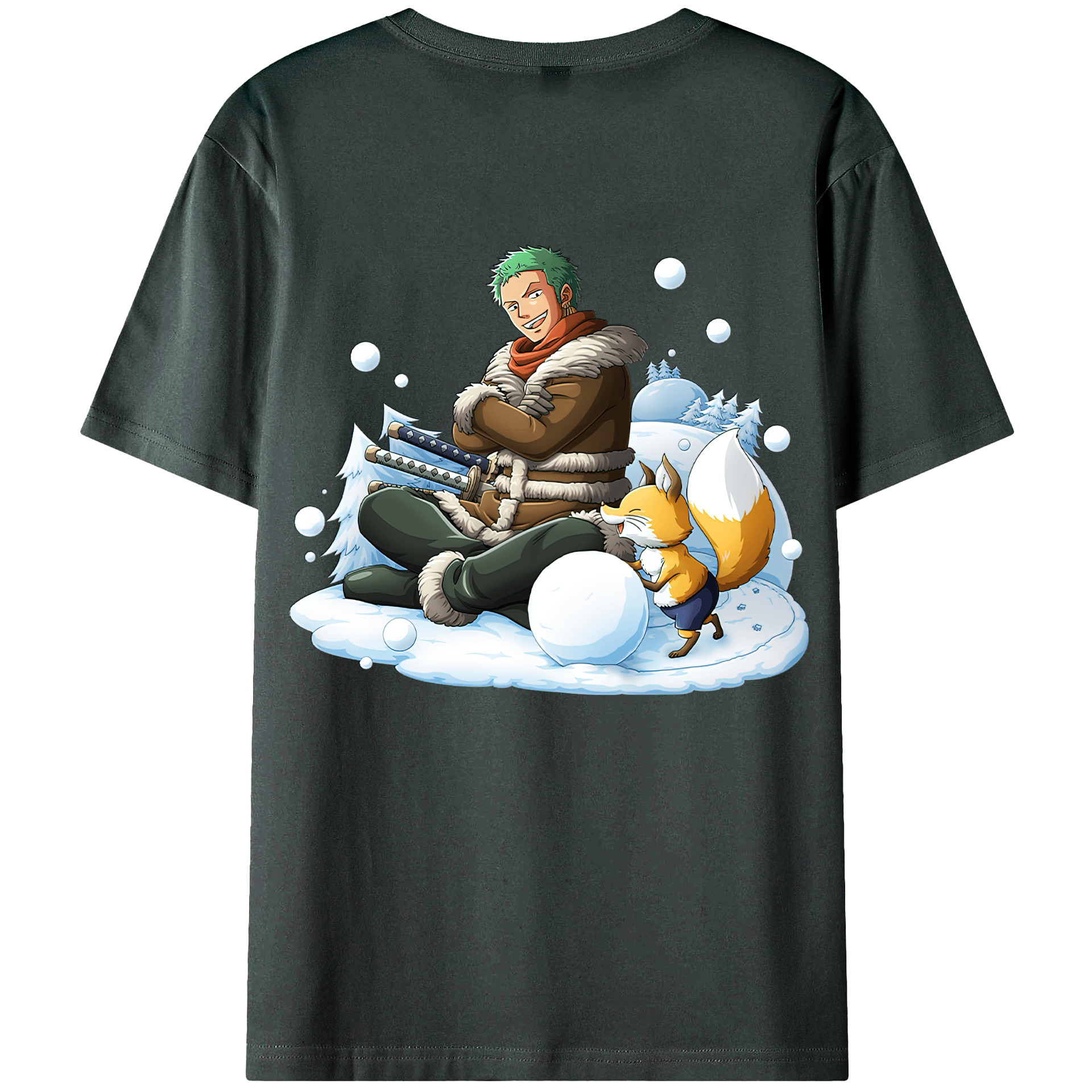 ワンピース ロロノア・ゾロ ONE PIECE Roronoa Zoro 綿100％ メンズ半袖Tシャツ（バックプリント） 通気性